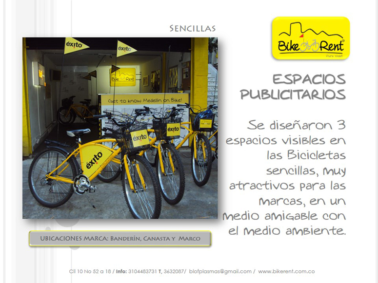 Bikerent | Alquiler de bicicletas | Espacios publicitarios Medellin, Colombia